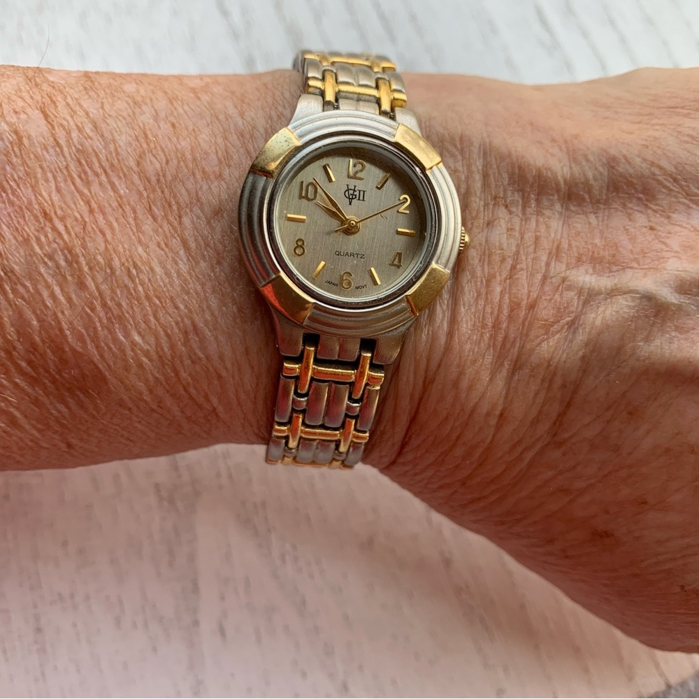 Gloria Vanderbilt Women’s Two Tone Watch with Metal Band